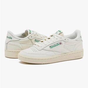 Reebok Cream and Green Sneakers Classic Tennis Design